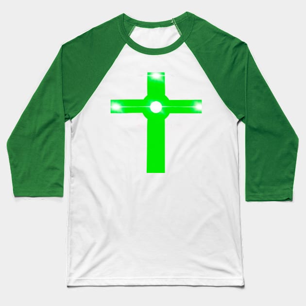 Green Crucifix Baseball T-Shirt by DMcK Designs